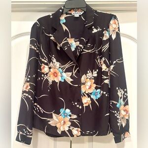 Vintage ABVIEN Floral Collard Double Button Down Blouse size 15/16